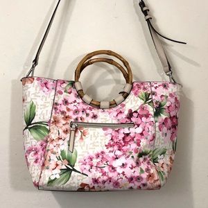 Dana Buchman Floral Tote with Faux Bamboo Handles